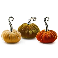 Pumpkins|The Halloween Shop|MacKenzie-Childs Autumnology Orange Twisted Stem Velvet Pumpkin