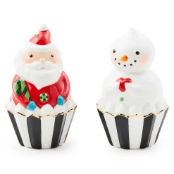 Serveware|MacKenzie-Childs Bake Shop Santa Snowman Salt Pepper Set