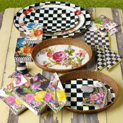 Bar Entertaining|MacKenzie-Childs Black Flower Market Cocktail Paper Napkins