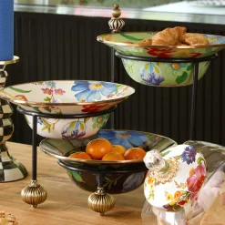 Serveware|MacKenzie-Childs Black Flower Market Serving Bowl