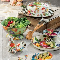 Serveware|MacKenzie-Childs Black Flower Market Small Compote