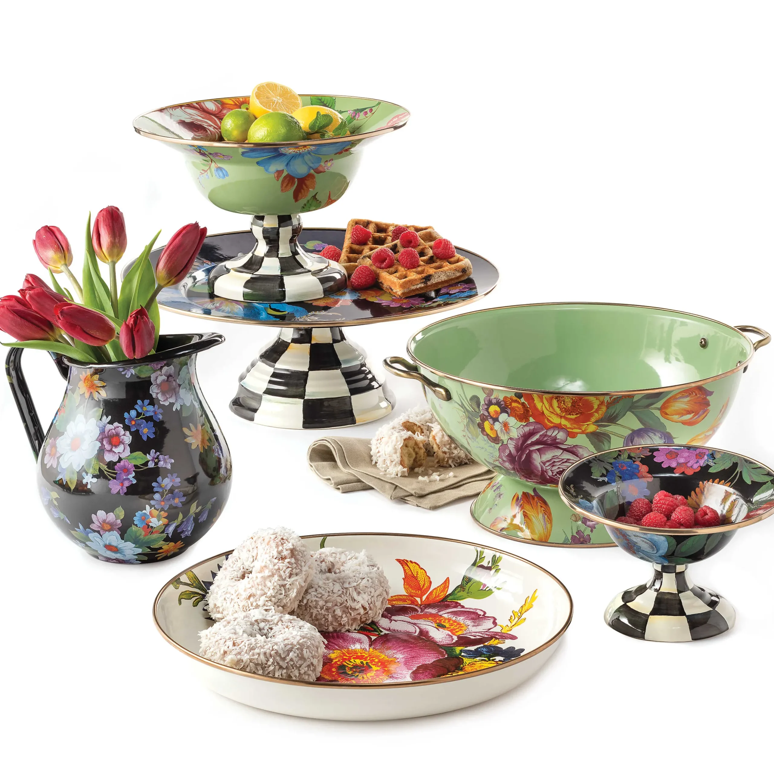 Serveware|MacKenzie-Childs Black Flower Market Small Compote