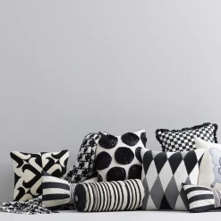 Pillows, Throws, & Cushions|MacKenzie-Childs Black  Ivory Houndstooth Throw