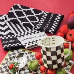 Kitchen & Table Linens|MacKenzie-Childs Black  White Zig Zag Dish Towels, Set of 3