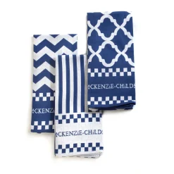 Kitchen & Table Linens|MacKenzie-Childs Blue  White Zig Zag Dish Towels, Set of 3