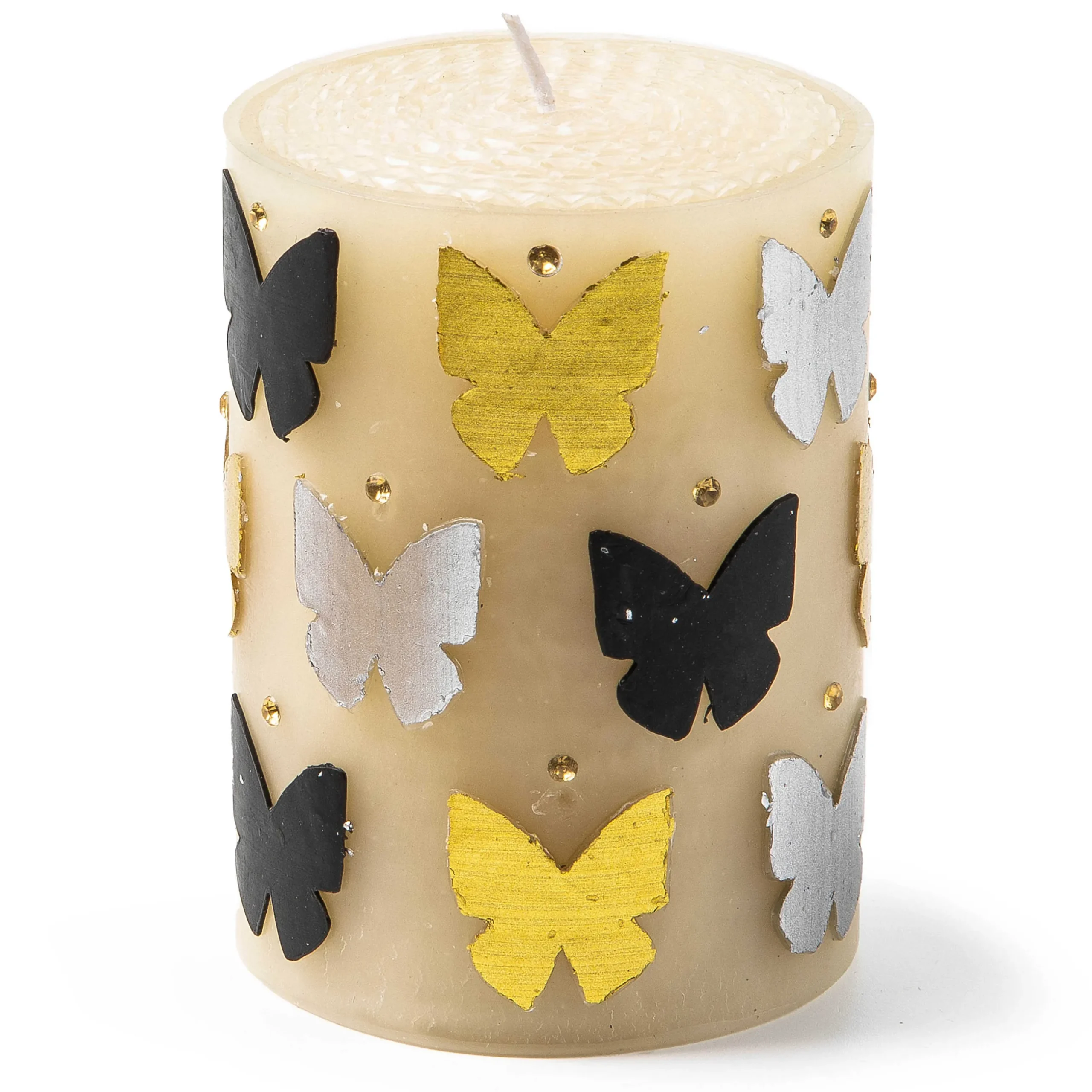 Spring|Candles & Fragrances|MacKenzie-Childs Butterfly Silver Gold 4 Pillar Candle