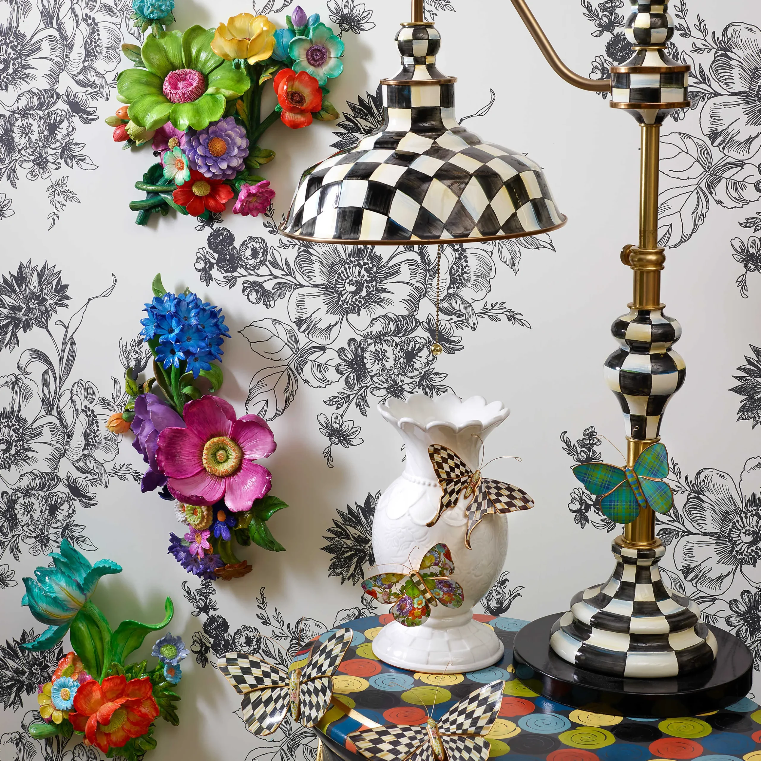 Room Accents|MacKenzie-Childs Butterfly Trio Wall Decor - Pond