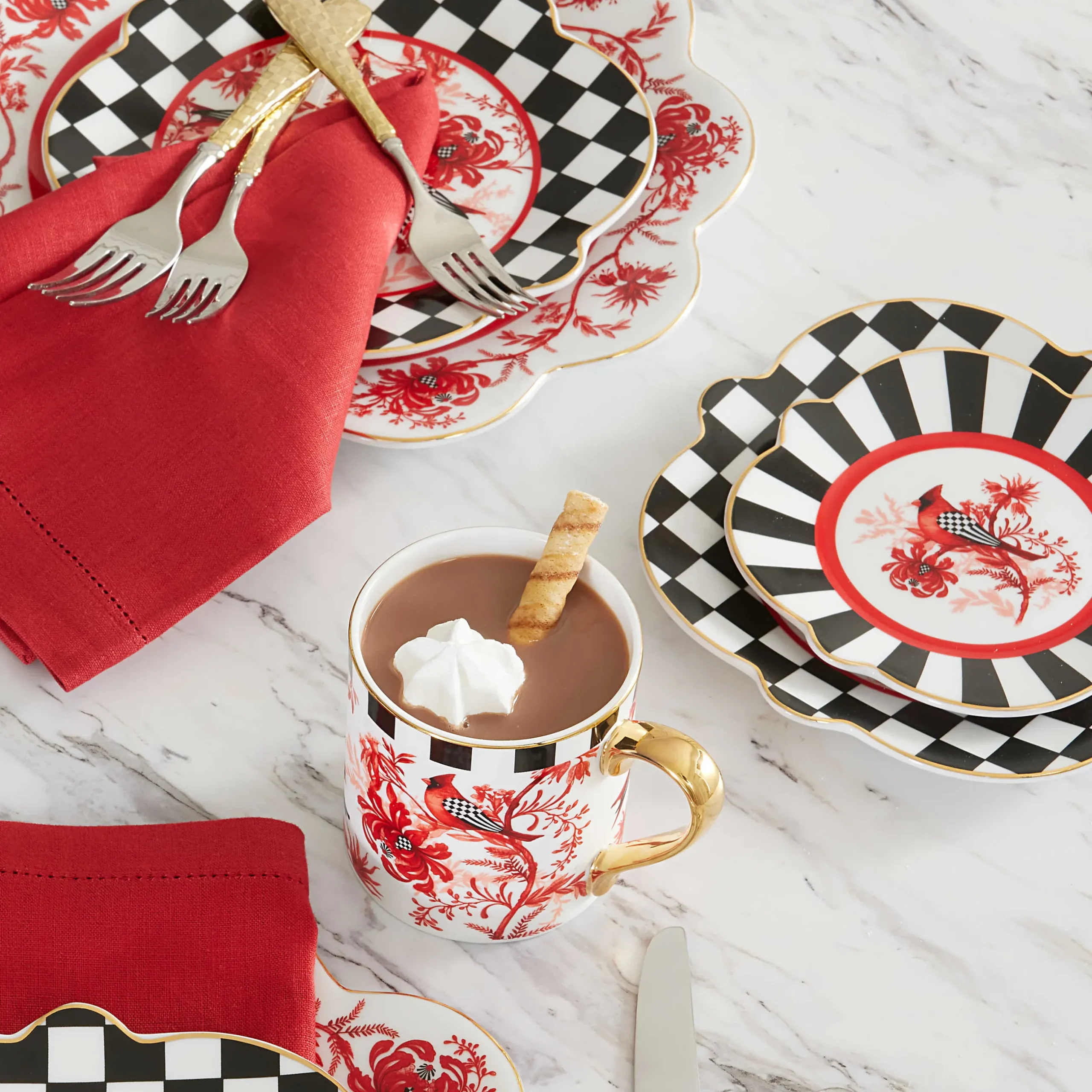 Holiday|Dinnerware & Flatware|MacKenzie-Childs Cardinal Toile Bread Butter Plate