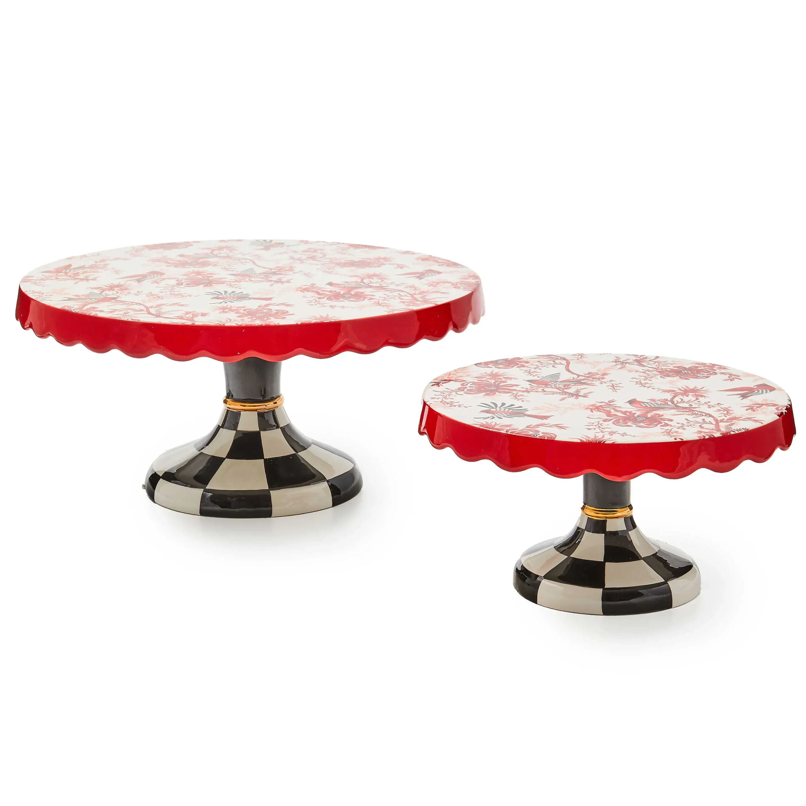 Serveware|MacKenzie-Childs Cardinal Toile Large Pedestal Platter
