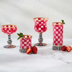 Spring|Drinkware|MacKenzie-Childs Carnival Fuchsia Tumbler Glass, Set of 2