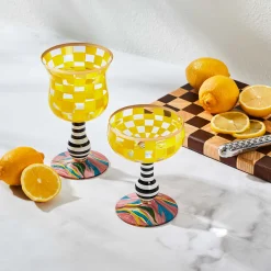 Easter|Spring|MacKenzie-Childs Carnival Yellow Coupe Glass