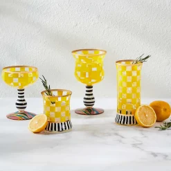 Easter|Spring|MacKenzie-Childs Carnival Yellow Wine Glass