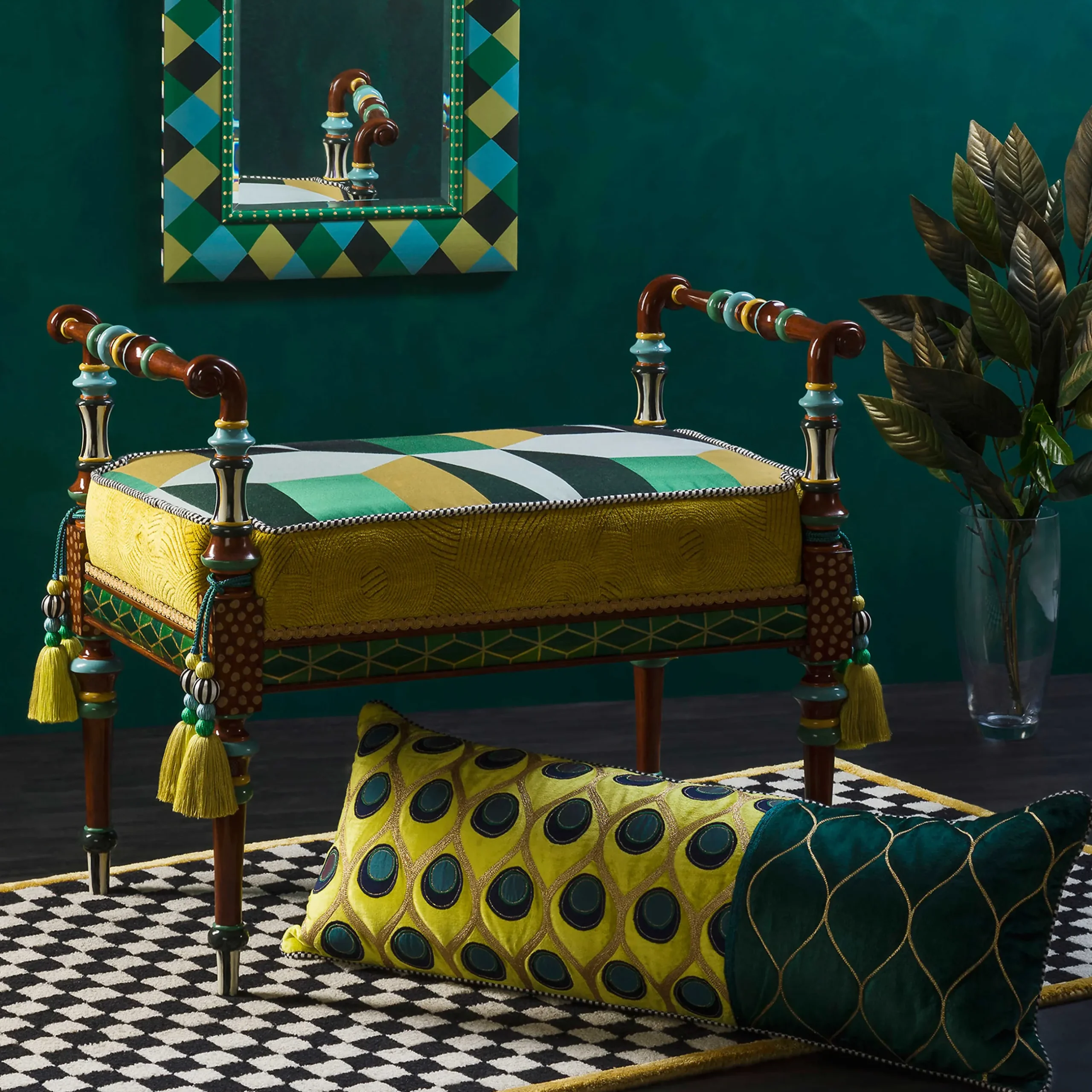 Rugs|MacKenzie-Childs Check It Out Gold 3' x 5' Rug