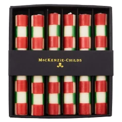 Holiday|Candles & Fragrances|MacKenzie-Childs Check Red  Green Mini Dinner Candles, Set of 6
