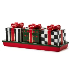 Kitchen & Dining Sets|Kitchen Storage & Organization|MacKenzie-Childs Christmas Gift Lidded Boxes  Tray Set