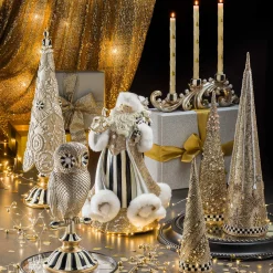 Candles & Fragrances|Table Accessories|MacKenzie-Childs Christmas Tree Dinner Candles - Gold  Pearl - Set of 2