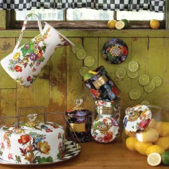 Kitchen Storage & Organization|MacKenzie-Childs Cookie Jar with White Flower Market Lid