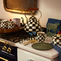 Cookware & Bakeware|Tea Kettles|MacKenzie-Childs Courtly Check 3 Quart Tea Kettle with Bird