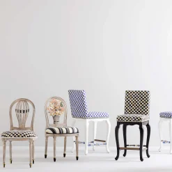 Dining Room & Kitchen|MacKenzie-Childs Courtly Check Black Counter Stool with Back