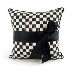 Pillows, Throws, & Cushions|MacKenzie-Childs Courtly Check  Black Sash Throw Pillow