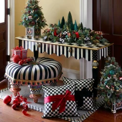 Pillows, Throws, & Cushions|MacKenzie-Childs Courtly Check  Black Sash Throw Pillow