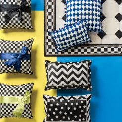 Pillows, Throws, & Cushions|MacKenzie-Childs Courtly Check  Black Sash Throw Pillow