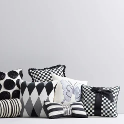 Pillows, Throws, & Cushions|MacKenzie-Childs Courtly Check  Black Sash Throw Pillow