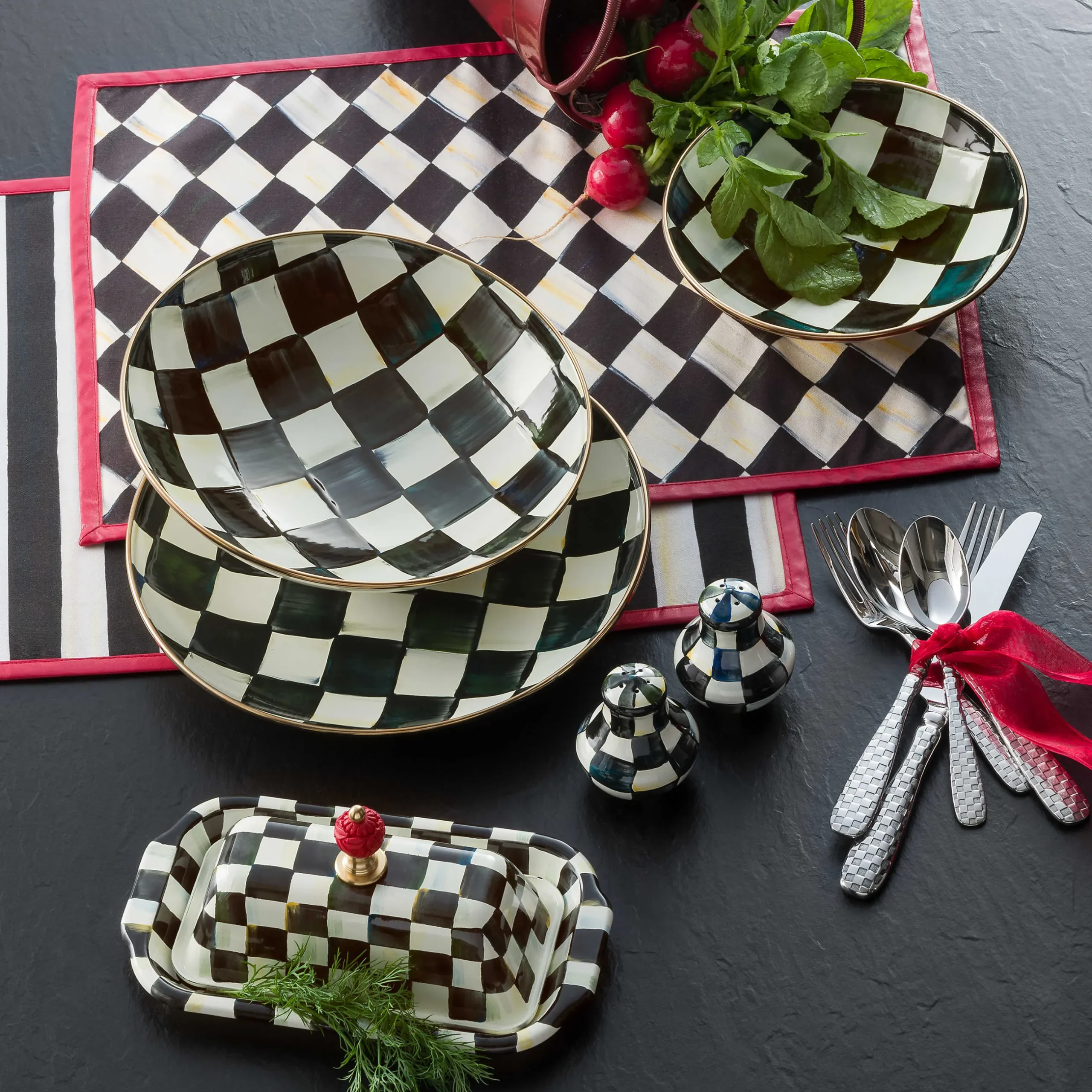 Serveware|MacKenzie-Childs Courtly Check Butter Box