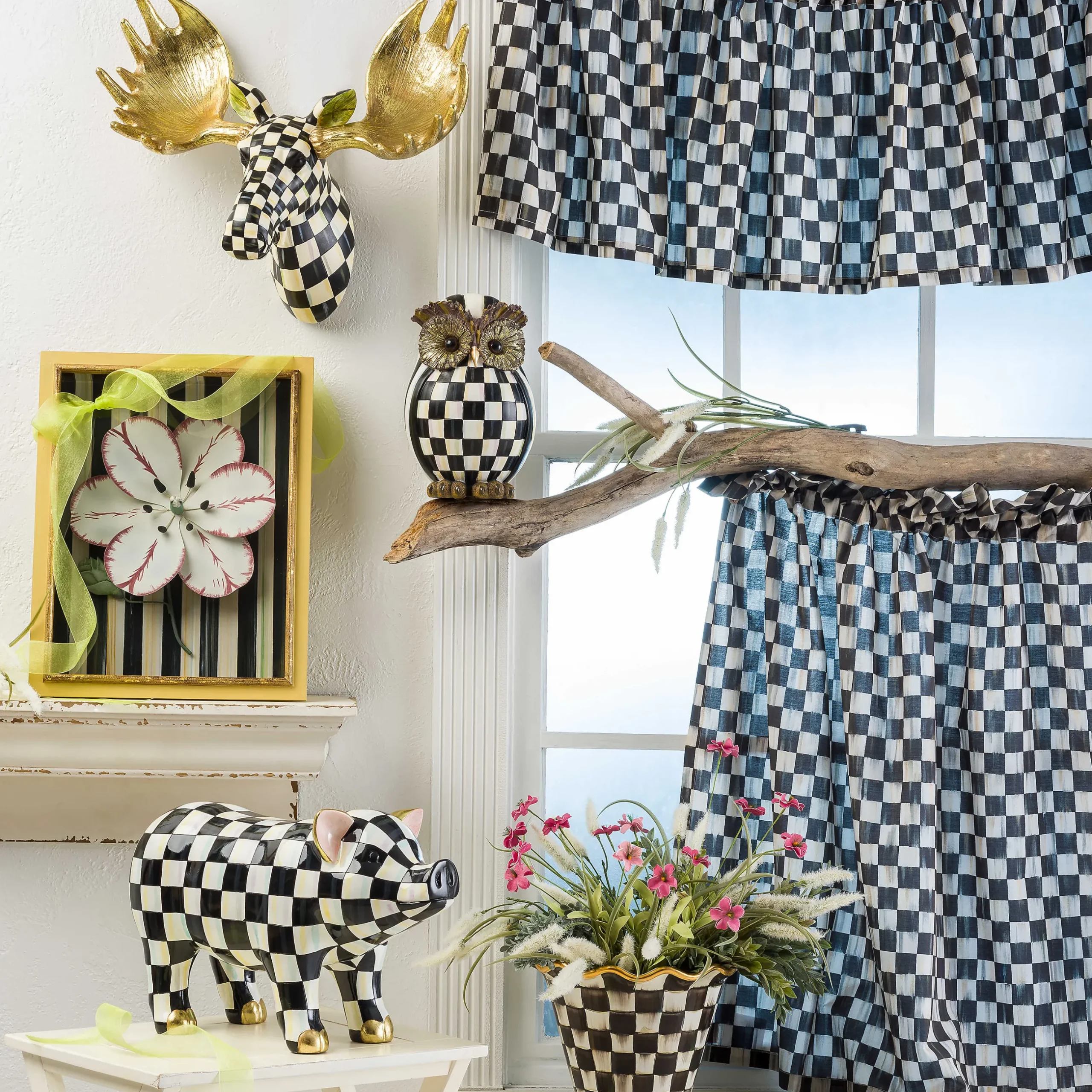 Room Accents|MacKenzie-Childs Courtly Check Cafe Valance