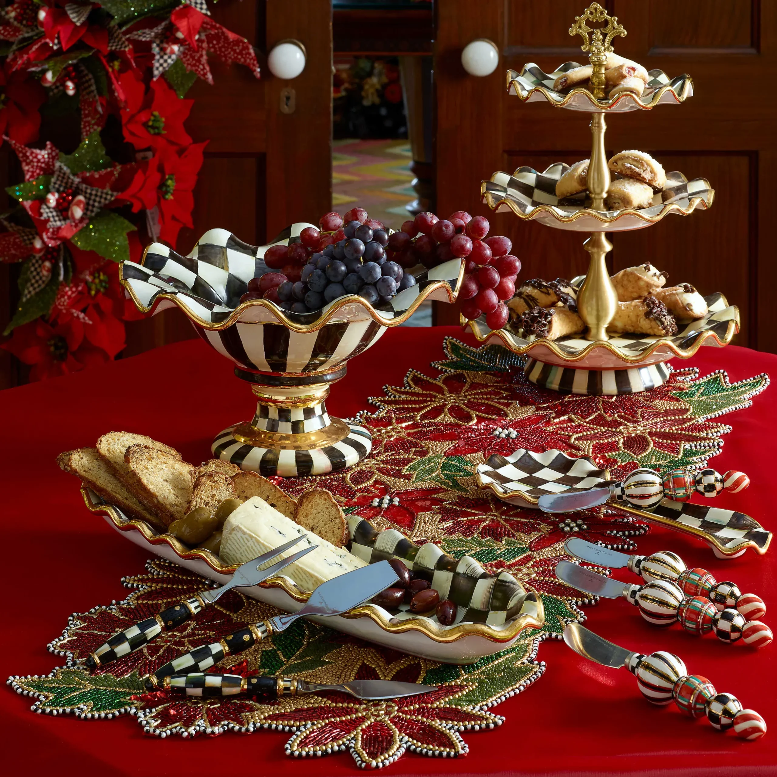 Serveware|MacKenzie-Childs Courtly Check Ceramic Compote