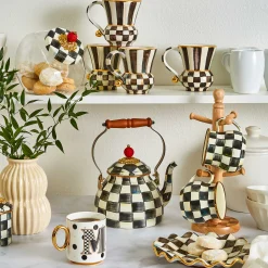 Dinnerware & Flatware|MacKenzie-Childs Courtly Check Ceramic Fluted Dessert Plate