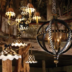 Lighting|MacKenzie-Childs Courtly Check Ceramic Fluted Hanging Lamp