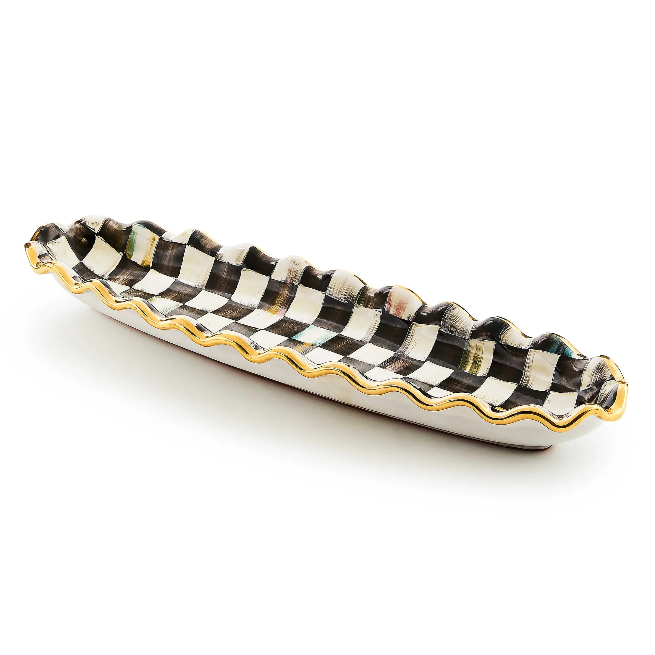 Serveware|MacKenzie-Childs Courtly Check Ceramic Hors d'Oeuvre Tray