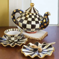 The Coffee Shop|Dinnerware & Flatware|MacKenzie-Childs Courtly Check Ceramic Saucer