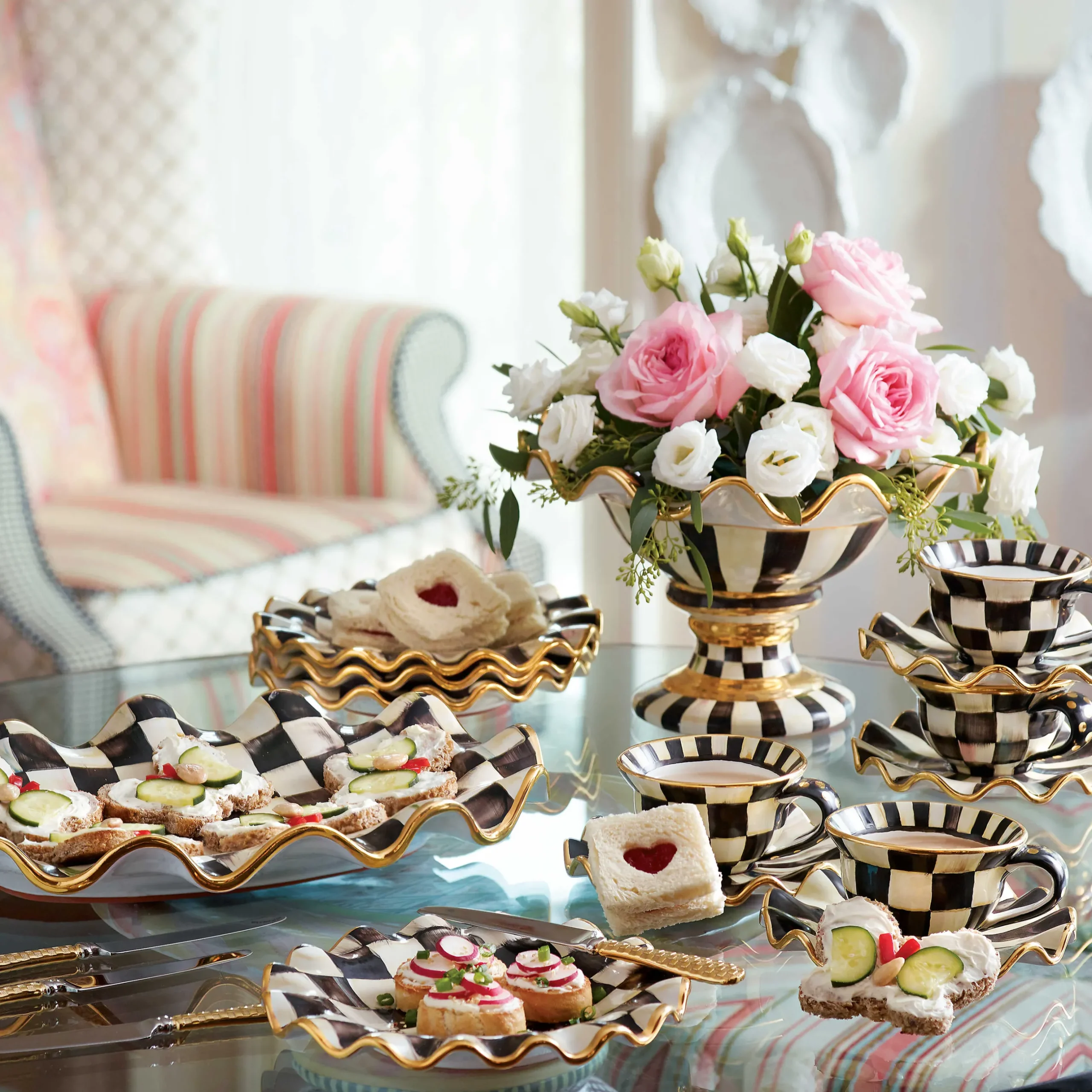 Serveware|MacKenzie-Childs Courtly Check Ceramic Serving Platter