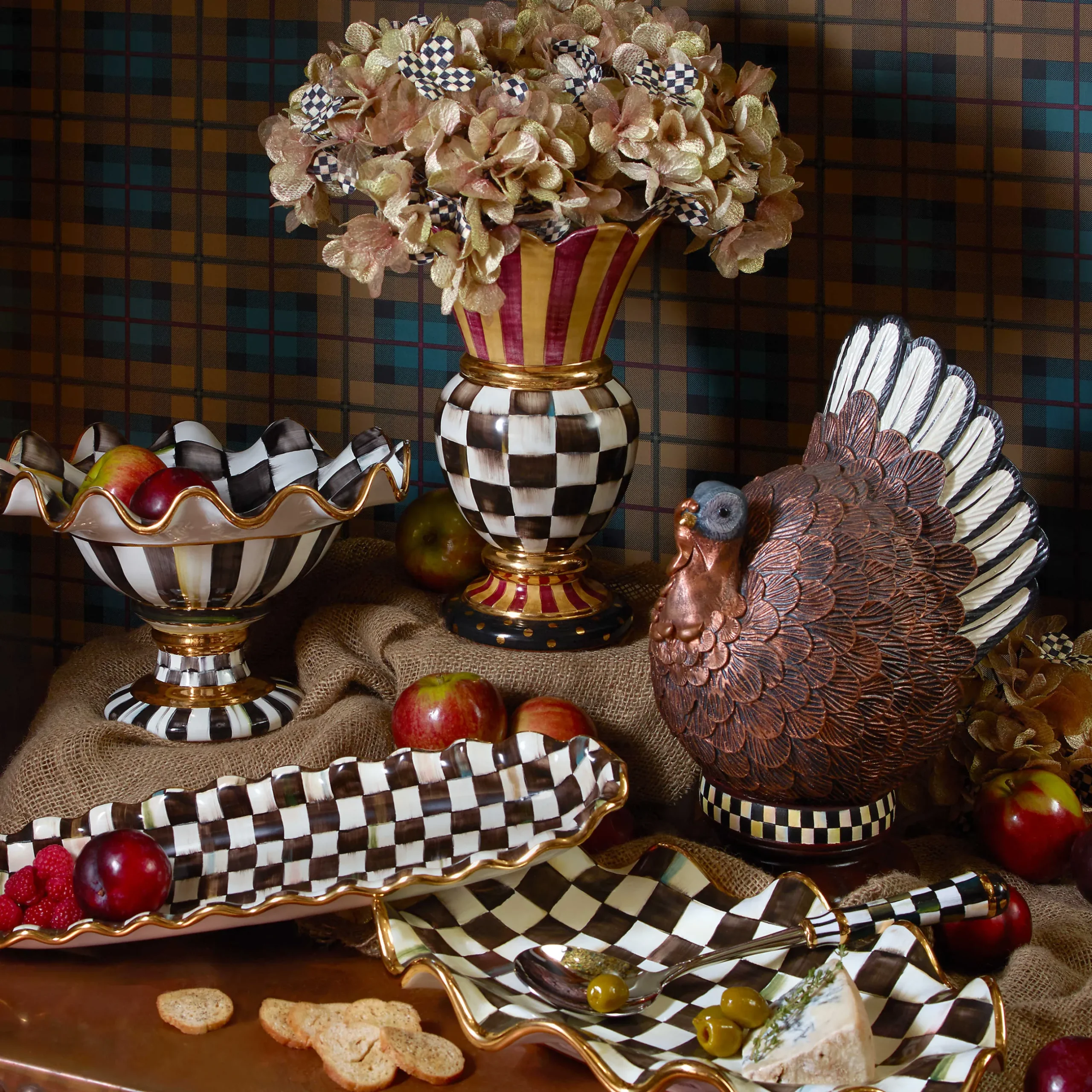Serveware|MacKenzie-Childs Courtly Check Ceramic Serving Platter