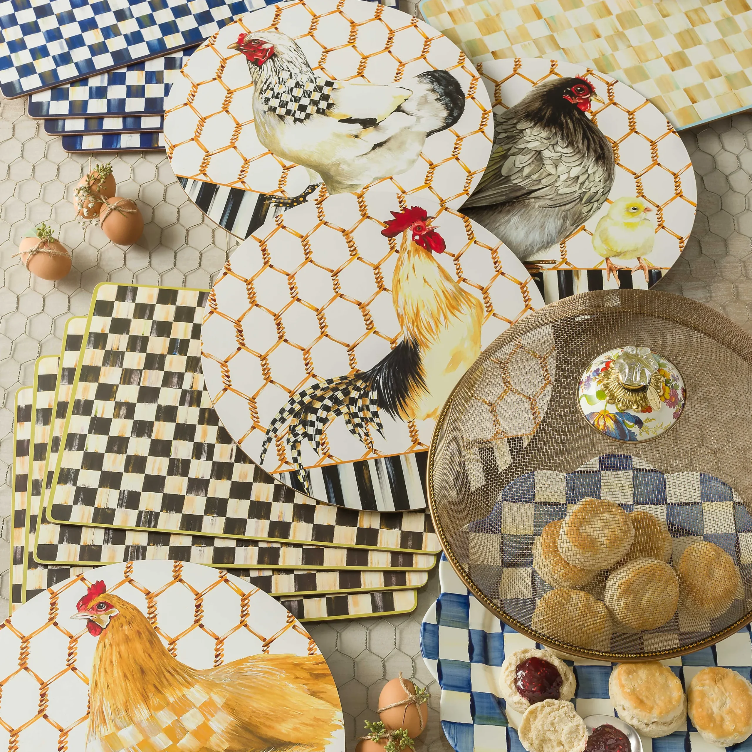 Table Accessories|Kitchen & Table Linens|MacKenzie-Childs Courtly Check Cork Back Placemats, Set of 4