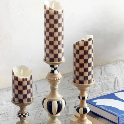 Candles & Fragrances|Table Accessories|MacKenzie-Childs Courtly Check Flicker 9 Pillar Candle