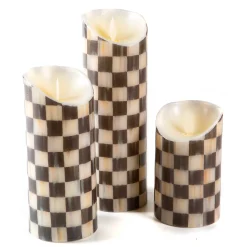 Candles & Fragrances|Table Accessories|MacKenzie-Childs Courtly Check Flicker 9 Pillar Candle