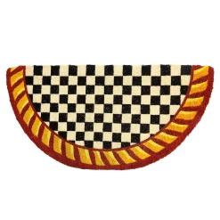The Fall Shop|Rugs|MacKenzie-Childs Courtly Check Half Round Red  Gold Entrance Mat