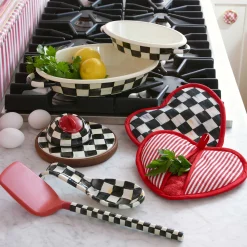 Kitchen & Table Linens|MacKenzie-Childs Courtly Check Heart Potholder