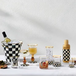 Holiday|The Halloween Shop|MacKenzie-Childs Courtly Check Highball Glass, Set of 2