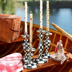 Candles & Fragrances|Table Accessories|MacKenzie-Childs Courtly Check Large Enamel Candlestick