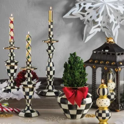 Candles & Fragrances|Table Accessories|MacKenzie-Childs Courtly Check Large Enamel Candlestick