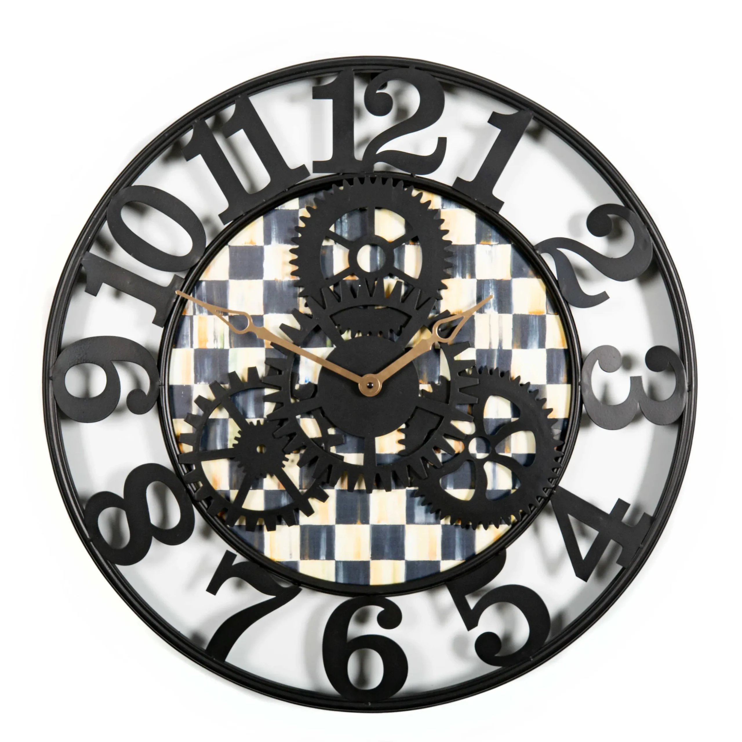 Room Accents|MacKenzie-Childs Courtly Check Large Farmhouse Wall Clock