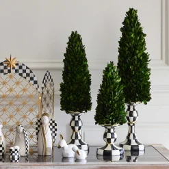 Greenery & Florals|MacKenzie-Childs Courtly Check Large Pedestal Boxwood Tree