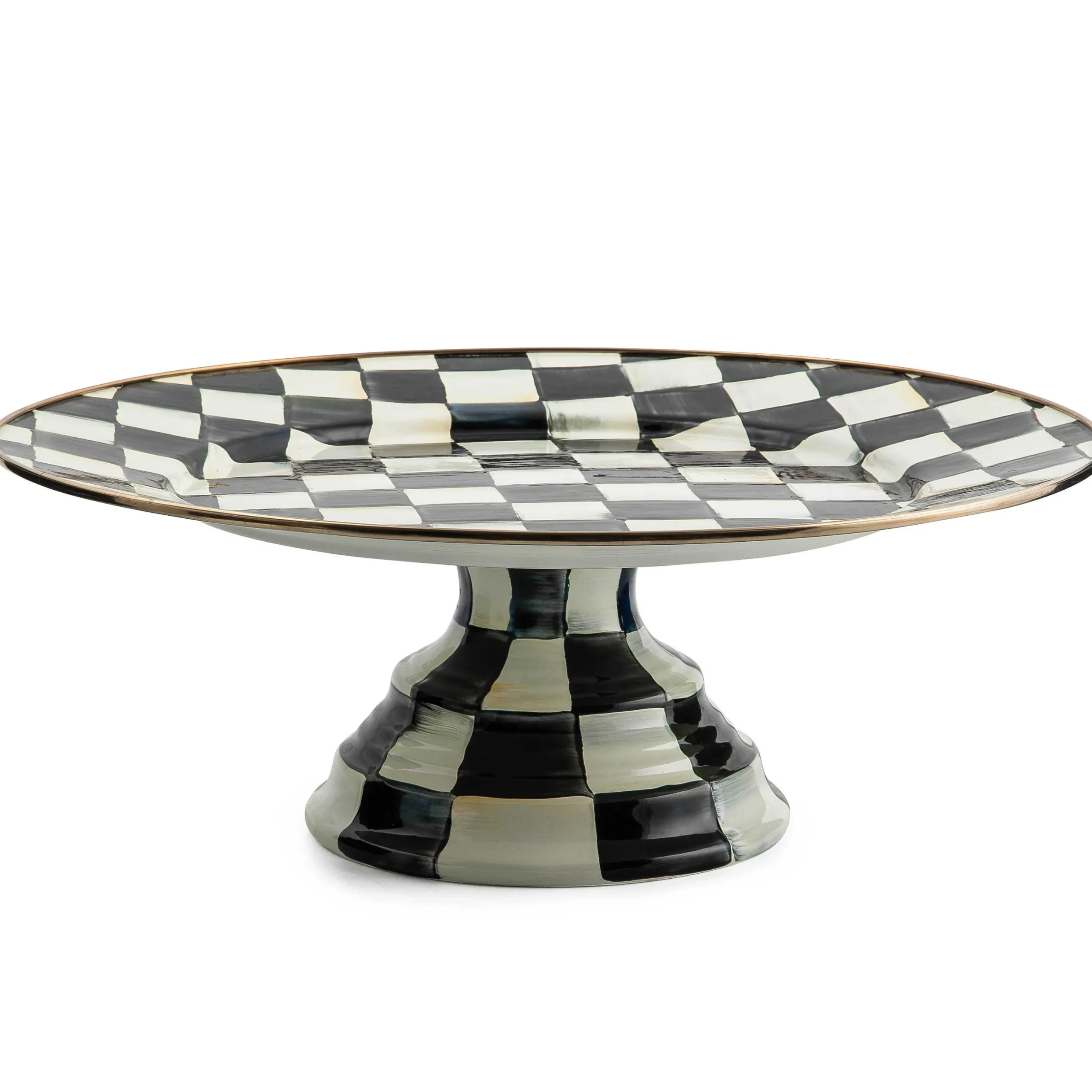 Serveware|MacKenzie-Childs Courtly Check Large Pedestal Platter