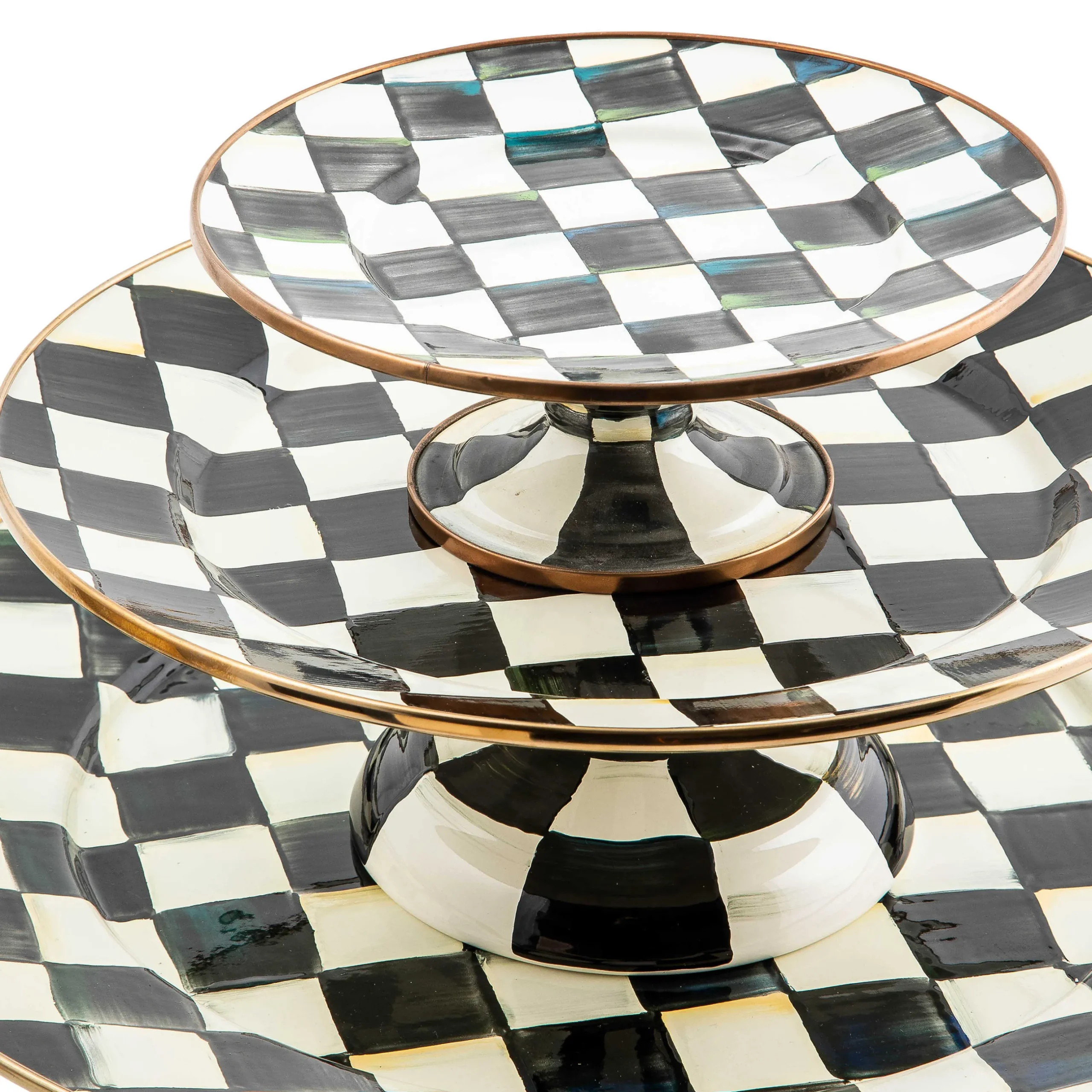 Serveware|MacKenzie-Childs Courtly Check Large Pedestal Platter