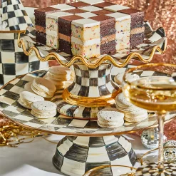 Serveware|MacKenzie-Childs Courtly Check Large Pedestal Platter