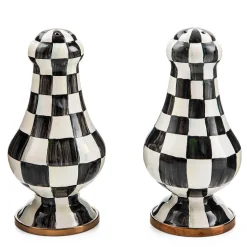 Table Accessories|Serveware|MacKenzie-Childs Courtly Check Large Salt  Pepper Shakers